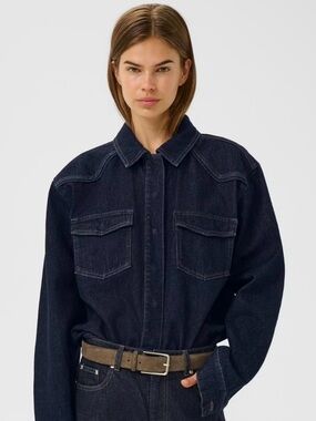 Dark Indigo Button-Down Denim Shirt